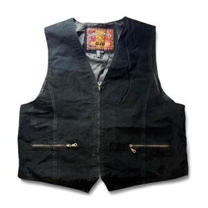 Vintage Global Identity G-III Black Leather Zip Front Vest